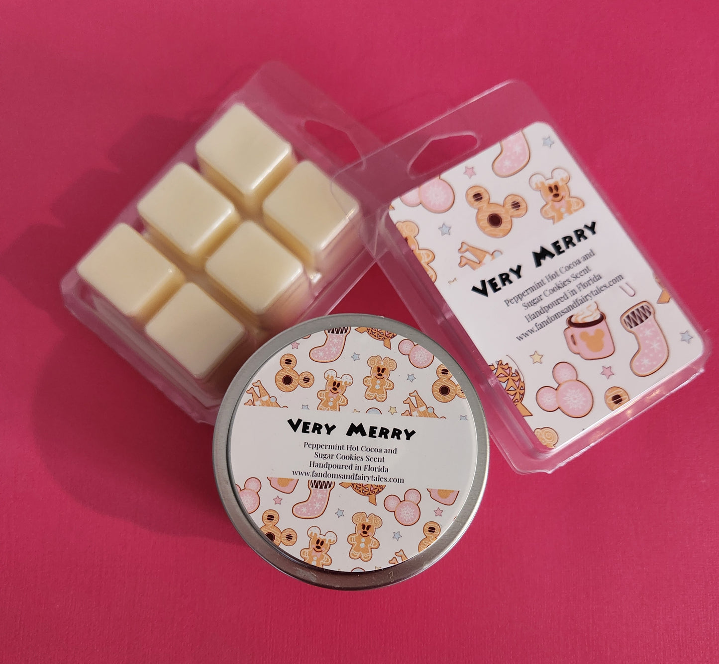Very Merry Wax Melts and Candles Peppermint Hot Cocoa and Sugar Cookie Scented